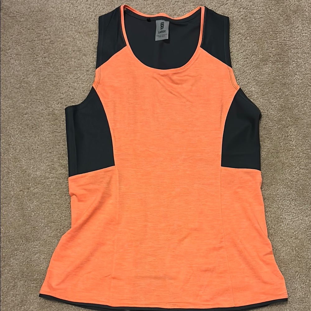 Women's Orange and Black Sleeveless Top